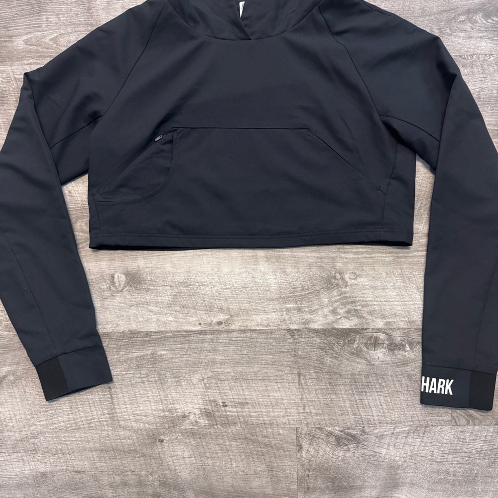 NWOT Gymshark Non Stop Black Cropped Hoodie Womens Sz. L - Picture 6 of 9